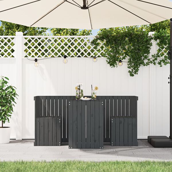 vidaXL Balcony Set 2-Seater Grey Solid Wood Pine