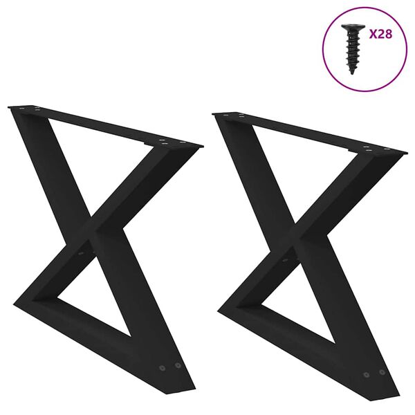 vidaXL Coffee Table Legs 2 pcs Black 70x(42-43.3) cm Steel