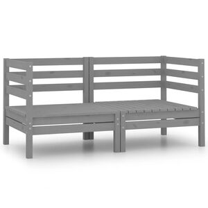 vidaXL Garden Sofa | Grey | Solid pinewood | Medium | Modular | 2-Seater Sofa