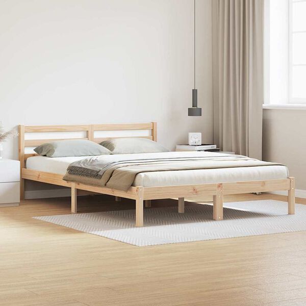 vidaXL Bed Frame Brown 225.5 x 145.5 x 69.5 cm Solid Pine Wood