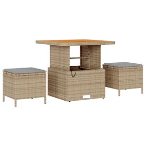 vidaXL Garden Dining Set Beige Poly rattan