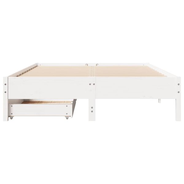 vidaXL Bed Frame without Mattress White 135x190 cm Double Solid Wood Pine