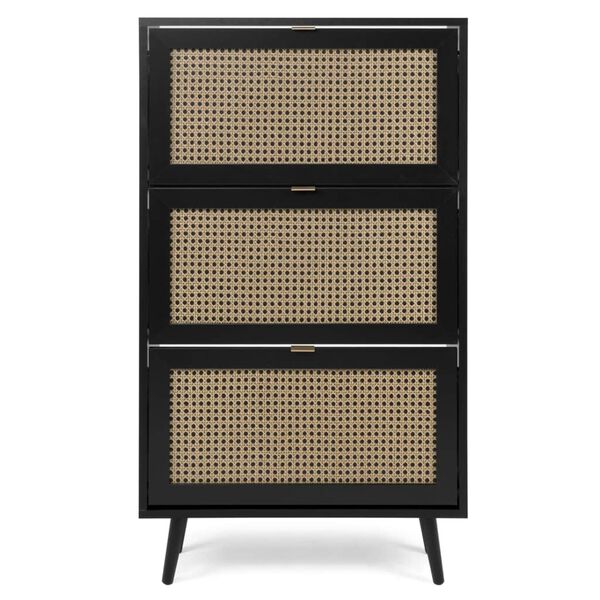 Finori Shoe Cabinet Vienna 49A Black and Rattan Print