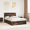 vidaXL Bed Frame with Drawer Smoked Oak 135 x 190 cm Engineer Wood
