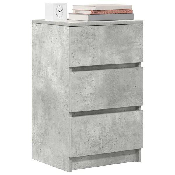 vidaXL Bedside Cabinet with 3 Drawers Concrete Grey 39x35x65 cm