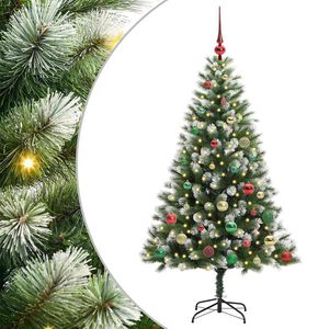 vidaXL Artificial Hinged Christmas Tree with Flocked Snow 150 cm