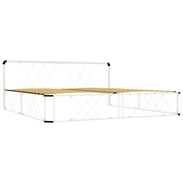 vidaXL Bed Frame without Mattress White Metal 180x200 cm Super King