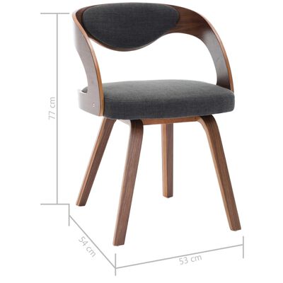 vidaXL Dining Chairs 4 pcs Dark Grey Bent Wood and Fabric