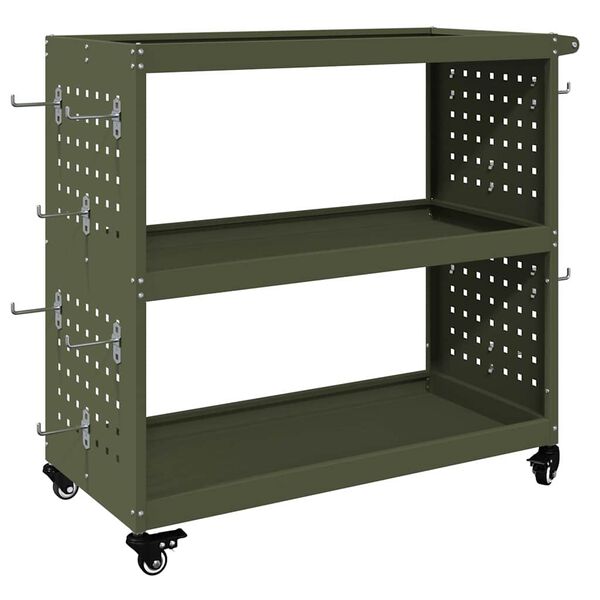 vidaXL Tool Trolley Olive green 75 x 35 x 73 cm Cold-rolded steel