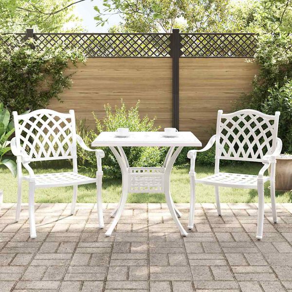 vidaXL Garden Table Set 3 pcs White Cast Aluminium