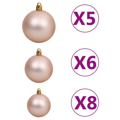 vidaXL Slim Pre-lit Christmas Tree with Ball Set Pink 150 cm