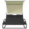 vidaXL Rocking Double Sun Lounger with Canopy Black and Cream