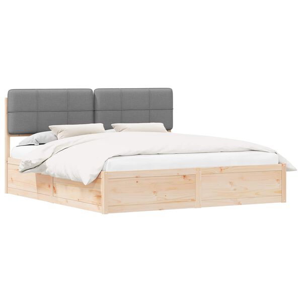 vidaXL Bed Frame with Upholstered Headboard Light Grey 200 x 200 cm