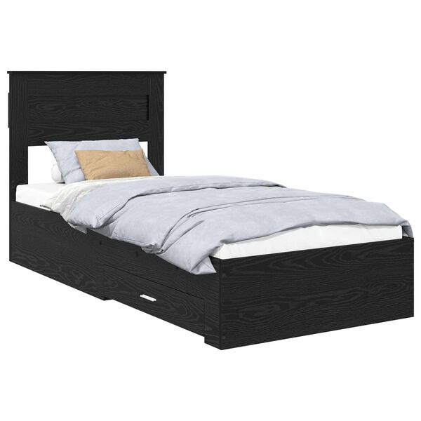 vidaXL Bed Frame with Headboard Black Oak 100 x 200 cm Engineered Wood
