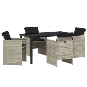 vidaXL Garden Dining Set 5 pcs Light Grey Poly Rattan