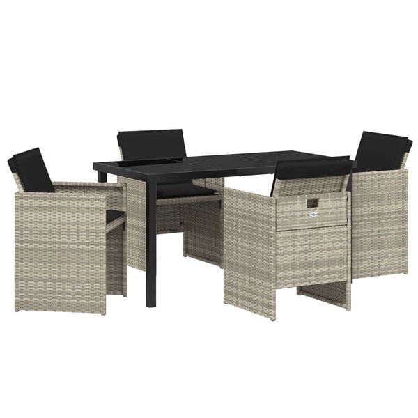 vidaXL Garden Dining Set 5 pcs Light Grey Poly Rattan