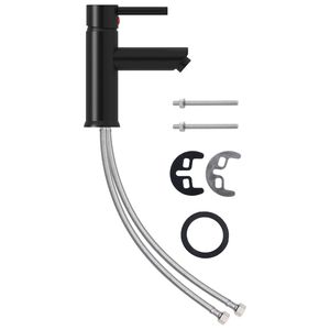 vidaXL Bathroom Basin Faucet Black 130x176 mm
