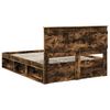 vidaXL Bed Frame Smoked Oak 140 x 190 cm Solid Pine Wood