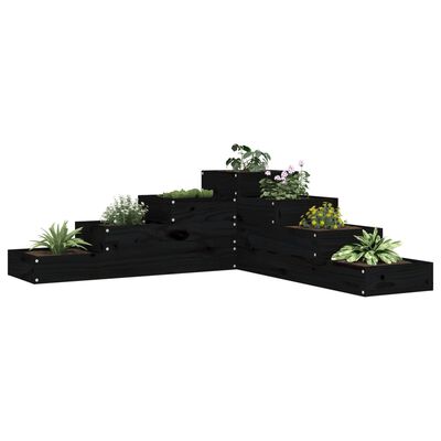 vidaXL Garden Planter 4-Tier 106x104.5x36 cm Black Solid Wood Pine