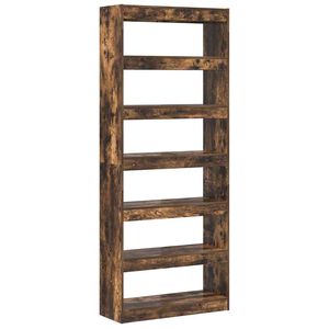 vidaXL Book Cabinet 6-Tier 80 x 30 x 198 cm Engineered Wood Smoked Oak
