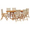 vidaXL 7 Piece Garden Dining Set Beige Poly Rattan and Solid Wood