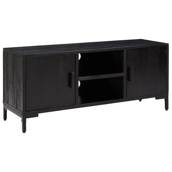 vidaXL TV Cabinet Black 110x35x48 cm Solid Pinewood