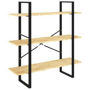 vidaXL Book Cabinet | Natural wood and black | Solid pine wood | Medium