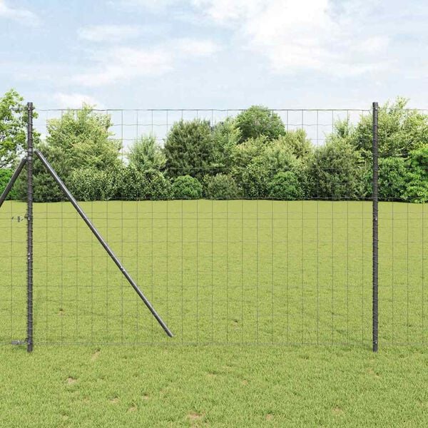 vidaXL Euro Fence Grey 1.6 x 10 m PVC-coated iron