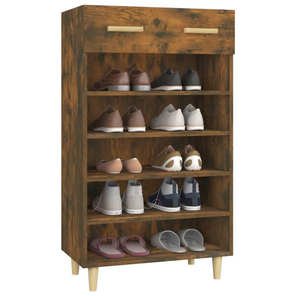 vidaXL Shoe Cabinet Smoked Oak 60x35x105 cm Engineered Wood