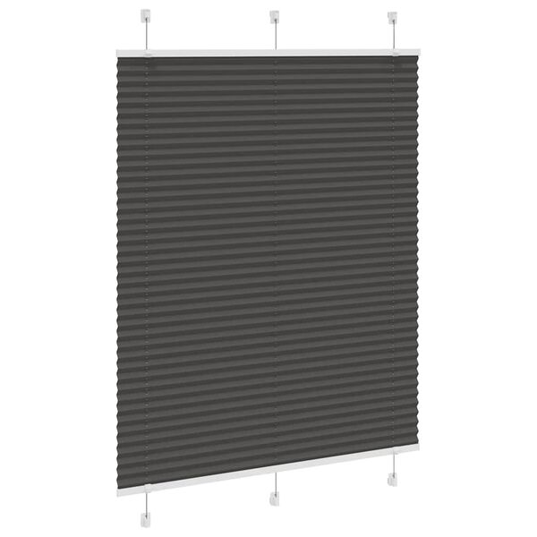 vidaXL Pleated Blind Black 105x150 cm Fabric Width 104.4 cm Polyester