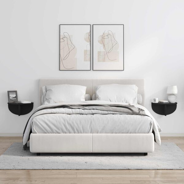 vidaXL Wall Shelf 2 pcs Black 38 x 19 x 19 cm Engineered Wood