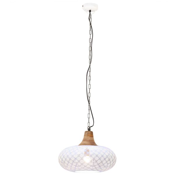 vidaXL Industrial Hanging Lamp White Iron & Solid Wood 40 cm E27