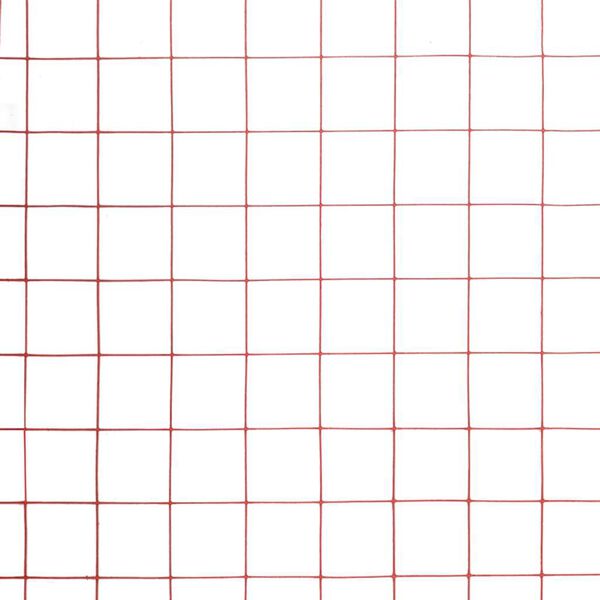 vidaXL Chicken Wire Fence Steel with PVC Coating 25x1.5 m Red