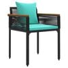 vidaXL Outdoor Furniture Set 3 pcs Black and Turquoise PE Rattan