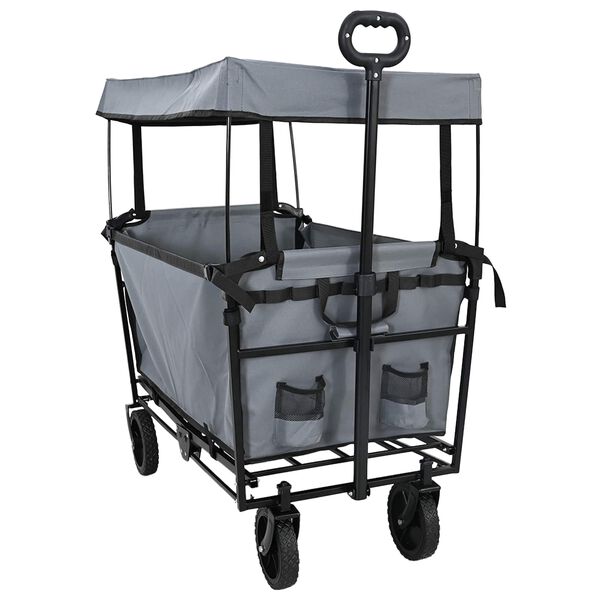 vidaXL Folding Hand Trolley Grey 105 x 56.5 x 116 cm Oxford Cloth