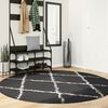 vidaXL Shaggy Rug PAMPLONA High Pile Modern Black and Cream &Oslash; 200 cm