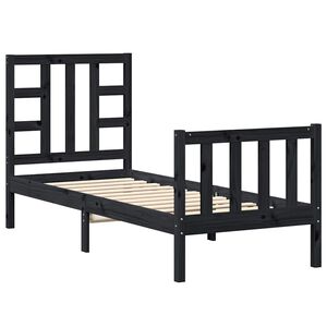 vidaXL Bed Frame without Mattress Black Small Single Solid Wood Pine
