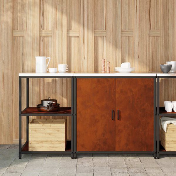 vidaXL Kitchen Storage Set with Shelf 2 pcs Rusty Weathering Steel