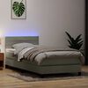 vidaXL Box Spring Bed with Mattress&LED Light Grey 80x210 cm Velvet