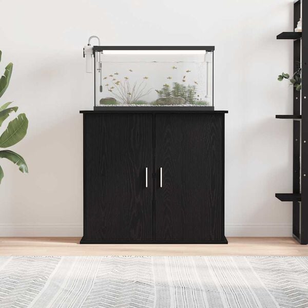 vidaXL Aquarium Stand Black Oak 81x36x73 cm Engineered Wood