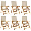 vidaXL Reclining Folding Chairs 6 pcs Beige Poly Rattan and Solid Wood