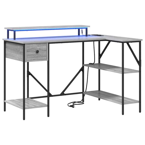 vidaXL Desk with Drawer Grey Sonoma 120 x 79 x 86.5 cm Engineered Wood