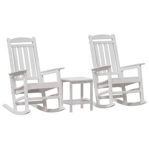 vidaXL Rocking Chair 3 pcs White Polyethylene