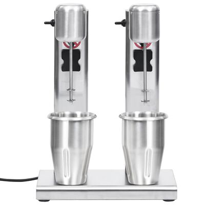 vidaXL Milkshake Mixer with Double Cups Stainless Steel 2 L