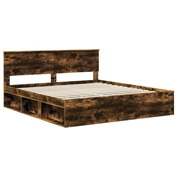 vidaXL Bed Frame Smoked Oak 180 x 200 cm Engineered wood