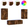 vidaXL 4 Piece TV Wall Units with LED Smoked Oak Engineered Wood