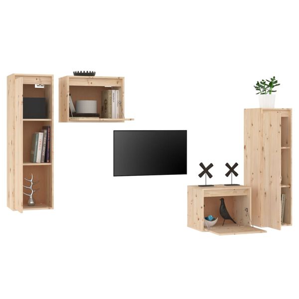 vidaXL TV Cabinets 4 pcs Solid Wood Pine