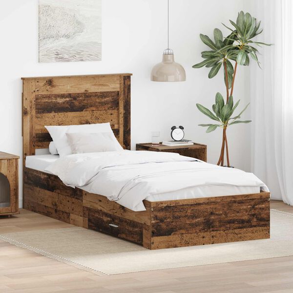 vidaXL Bed Frame with Drawer with Headboard Manual Engineered Wood