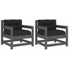 vidaXL Garden Chairs with Cushions 2 pcs Grey Solid Wood Pine