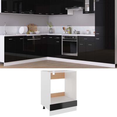 vidaXL Oven Cabinet High Gloss Black 60x46x81.5 cm Engineered Wood